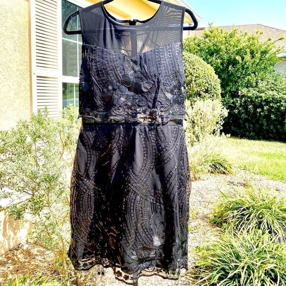 NWT SKY PLUS JET BLACK SEQUIN PEPLUM DRESS 2X - Picture 9 of 15